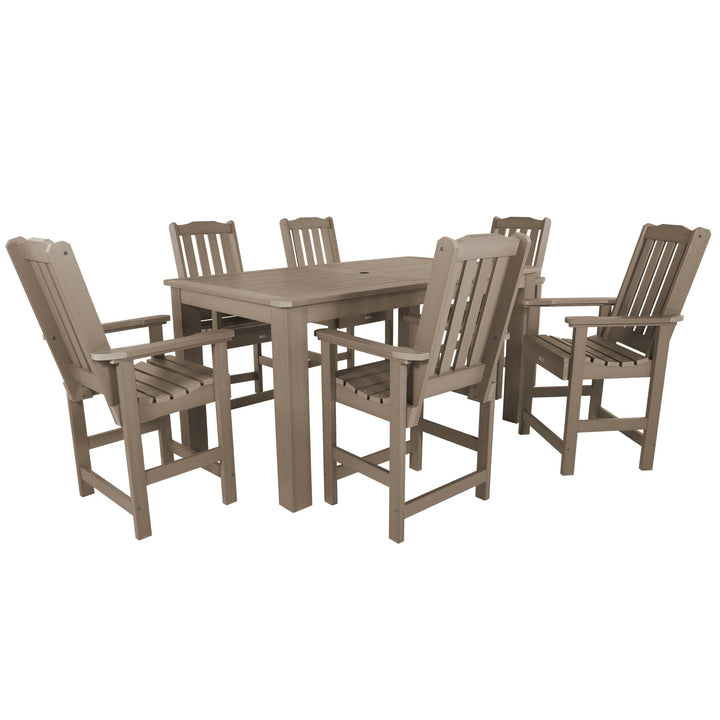 Lehigh 7pc Rectangular Outdoor Dining Set 42in x 72in - Counter Height Dining Highwood USA Woodland Brown