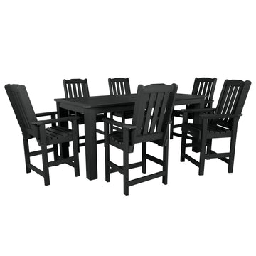 Lehigh 7pc Rectangular Outdoor Dining Set 42in x 84in - Counter Height Dining Highwood USA Black