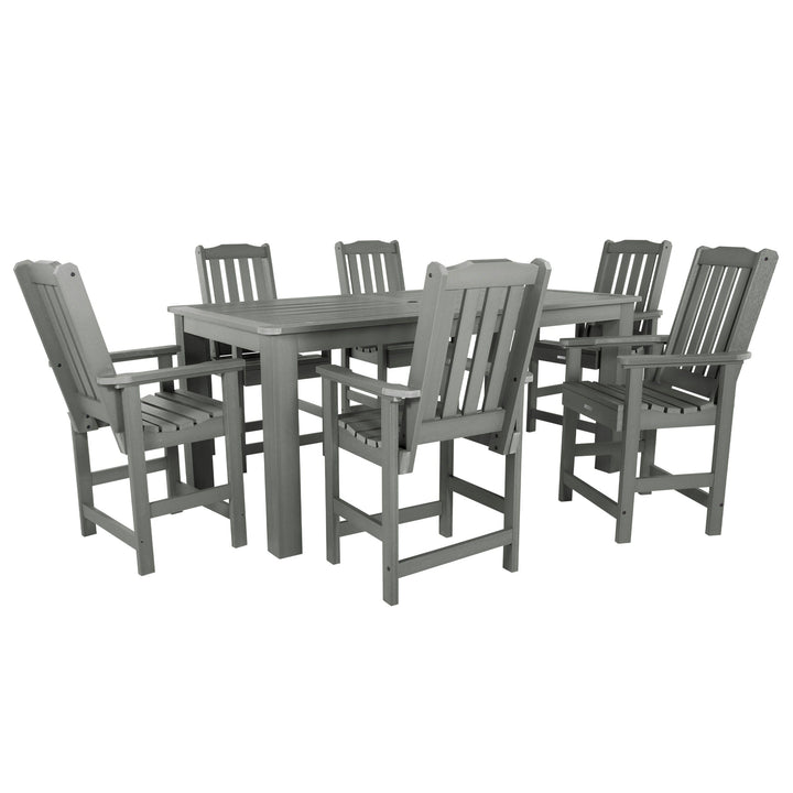 Lehigh 7pc Rectangular Outdoor Dining Set 42in x 84in - Counter Height Dining Highwood USA Coastal Teak