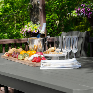Lehigh 7pc Rectangular Outdoor Dining Set 42in x 84in - Counter Height Dining Highwood USA