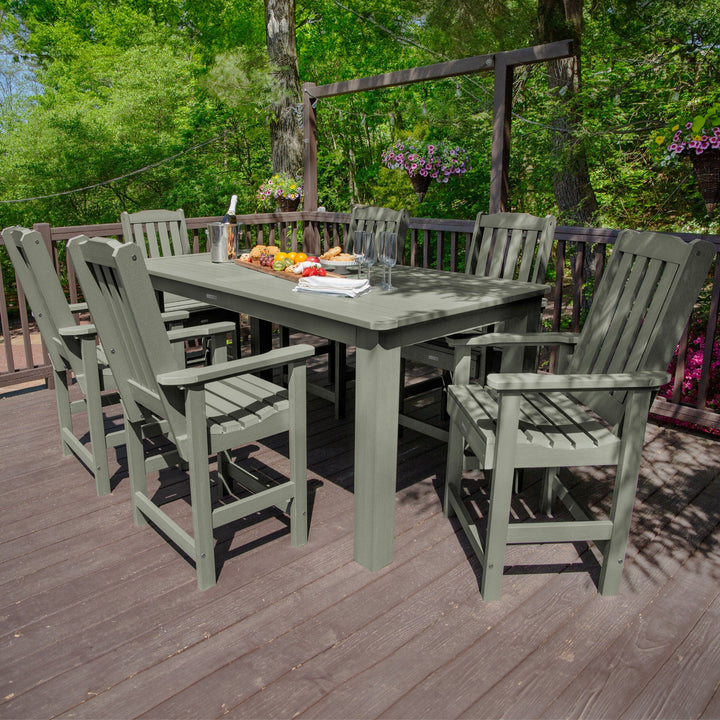 Lehigh 7pc Rectangular Outdoor Dining Set 42in x 84in - Counter Height Dining Highwood USA
