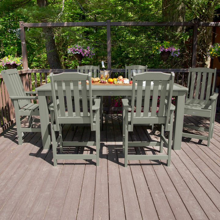 Lehigh 7pc Rectangular Outdoor Dining Set 42in x 84in - Counter Height Dining Highwood USA