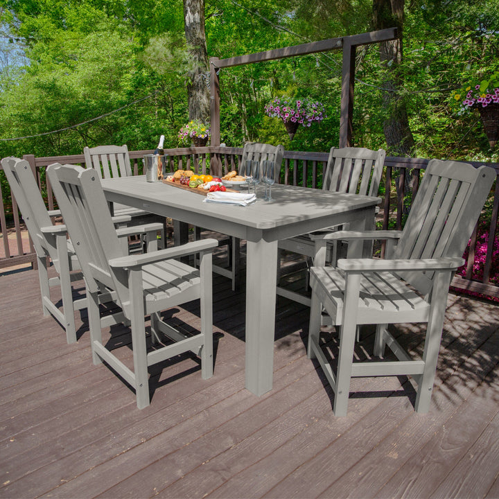 Lehigh 7pc Rectangular Outdoor Dining Set 42in x 84in - Counter Height Dining Highwood USA