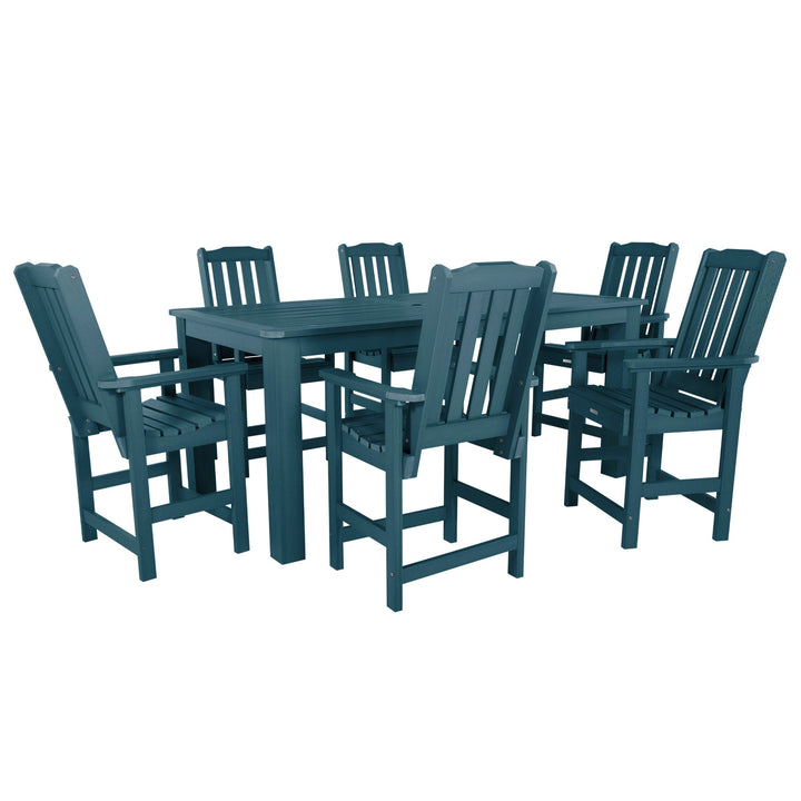 Lehigh 7pc Rectangular Outdoor Dining Set 42in x 84in - Counter Height Dining Highwood USA Nantucket Blue