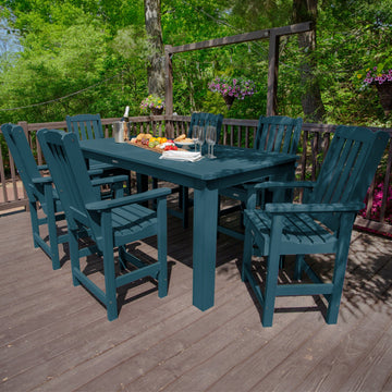 Lehigh 7pc Rectangular Outdoor Dining Set 42in x 84in - Counter Height Dining Highwood USA