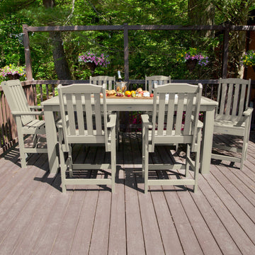 Lehigh 7pc Rectangular Outdoor Dining Set 42in x 84in - Counter Height Dining Highwood USA