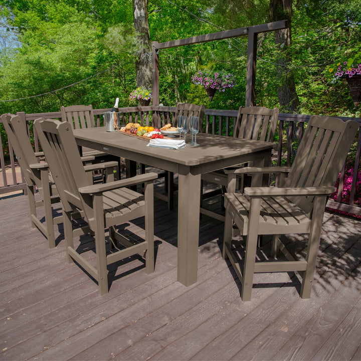 Lehigh 7pc Rectangular Outdoor Dining Set 42in x 84in - Counter Height Dining Highwood USA