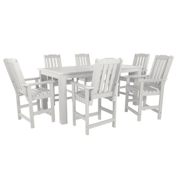 Lehigh 7pc Rectangular Outdoor Dining Set 42in x 84in - Counter Height Dining Highwood USA White