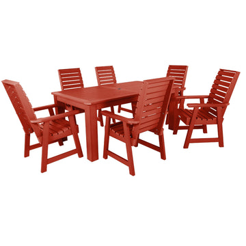 Weatherly 7pc Rectangular Dining Set 42in x 72in - Dining Height Dining Highwood USA Rustic Red