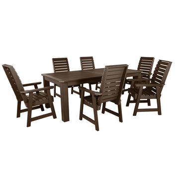 Weatherly 7pc Outdoor Dining Set 42” x 84” - Dining Height Dining Highwood USA Weathered Acorn