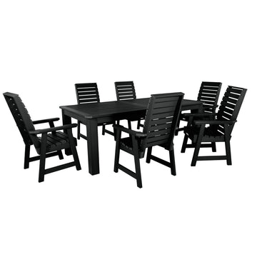 Weatherly 7pc Outdoor Dining Set 42” x 84” - Dining Height Dining Highwood USA Black