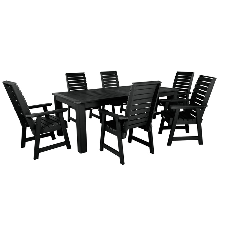 Weatherly 7pc Outdoor Dining Set 42” x 84” - Dining Height Dining Highwood USA Black