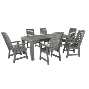 Weatherly 7pc Outdoor Dining Set 42” x 84” - Dining Height Dining Highwood USA Coastal Teak