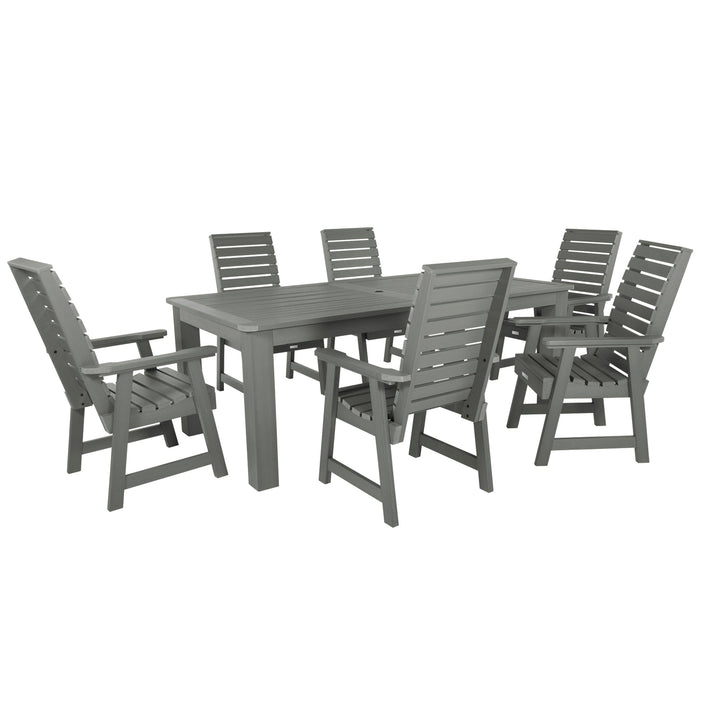 Weatherly 7pc Outdoor Dining Set 42” x 84” - Dining Height Dining Highwood USA Coastal Teak