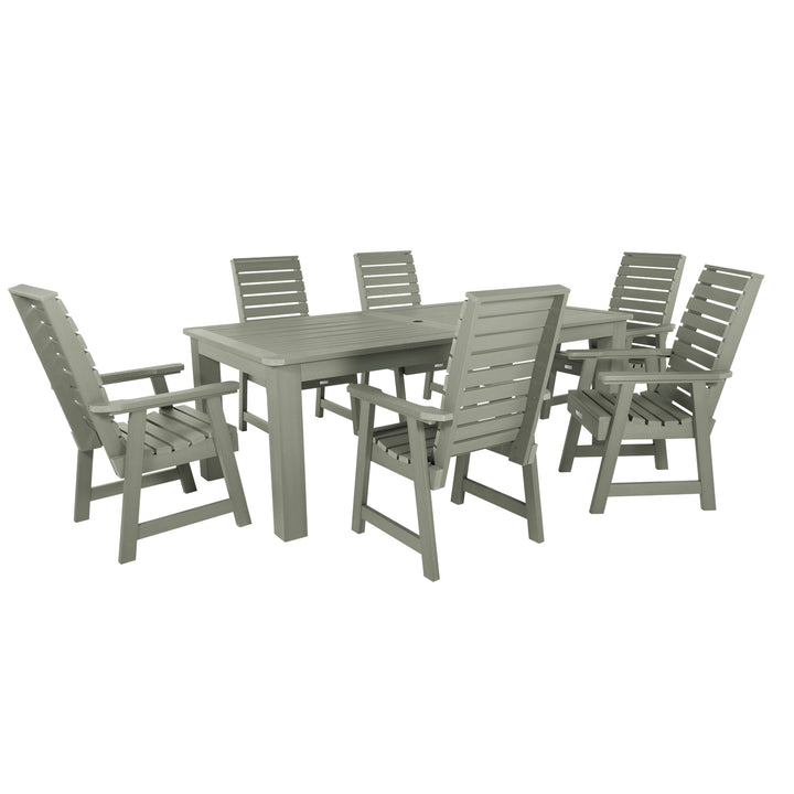 Weatherly 7pc Outdoor Dining Set 42” x 84” - Dining Height Dining Highwood USA Eucalyptus