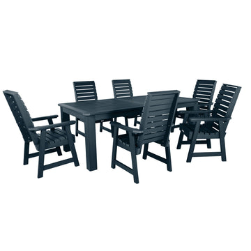 Weatherly 7pc Outdoor Dining Set 42” x 84” - Dining Height Dining Highwood USA Federal Blue