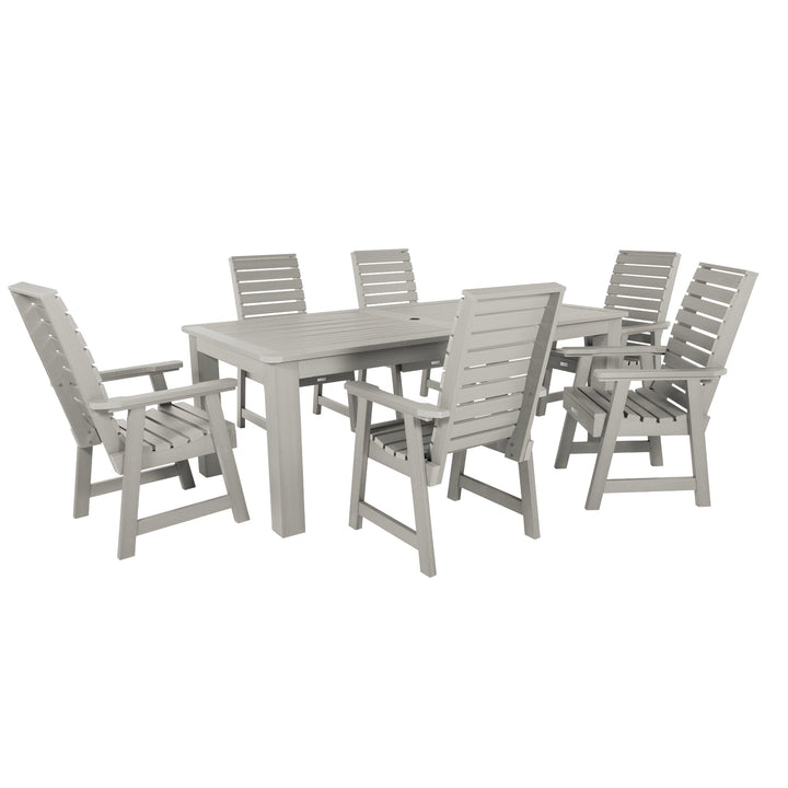 Weatherly 7pc Outdoor Dining Set 42” x 84” - Dining Height Dining Highwood USA Harbor Gray