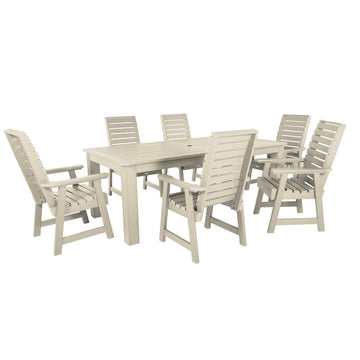 Weatherly 7pc Outdoor Dining Set 42” x 84” - Dining Height Dining Highwood USA Whitewash