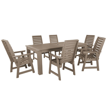 Weatherly 7pc Outdoor Dining Set 42” x 84” - Dining Height Dining Highwood USA Woodland Brown