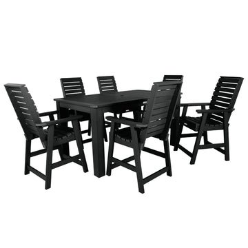 Weatherly 7pc Rectangular Dining Set 42in x 72in - Counter Height Dining Highwood USA Black
