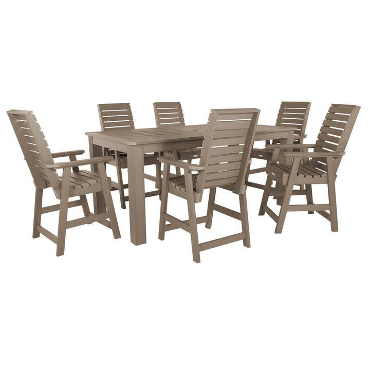 Weatherly 7pc Counter height Dining Set (42” x 84”) Dining Highwood USA Woodland Brown