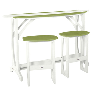 Shoreline 3-Piece Bar Height Balcony Set Dining Bahia Verde Outdoors Palm Green White
