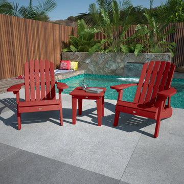 Two Cape Folding Adirondack Chairs and Side Table Set Kitted Set Bahia Verde Outdoors