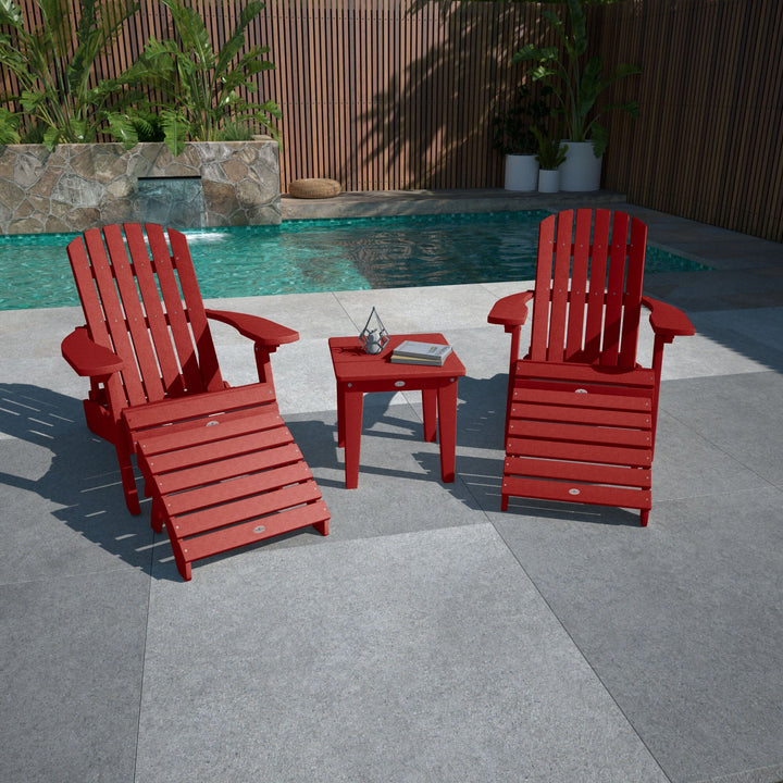 2 Cape Folding Adirondacks, 2 Ottomans, and 1 Side Table Kitted Set Bahia Verde Outdoors