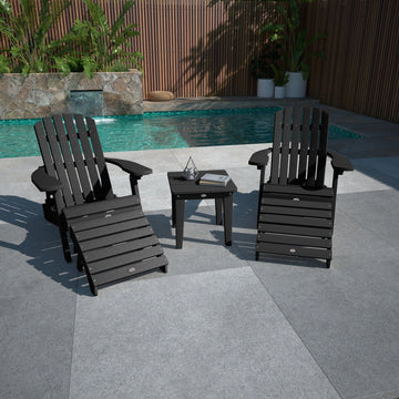 2 Cape Folding Adirondacks, 2 Ottomans, and 1 Side Table Kitted Set Bahia Verde Outdoors