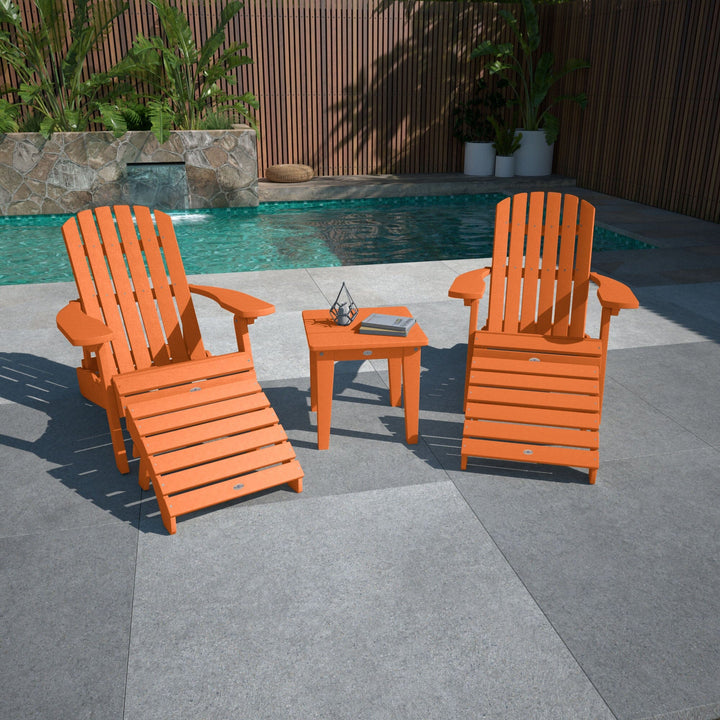 2 Cape Folding Adirondacks, 2 Ottomans, and 1 Side Table Kitted Set Bahia Verde Outdoors