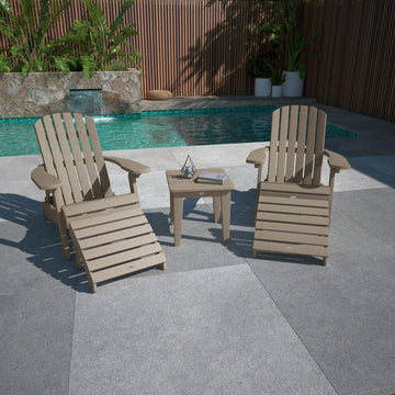 2 Cape Folding Adirondacks, 2 Ottomans, and 1 Side Table Kitted Set Bahia Verde Outdoors