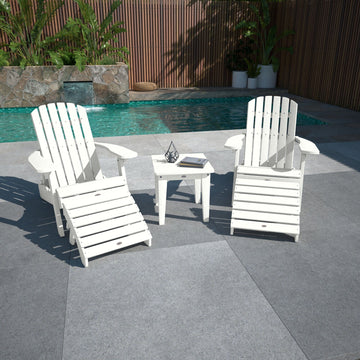2 Cape Folding Adirondacks, 2 Ottomans, and 1 Side Table Kitted Set Bahia Verde Outdoors