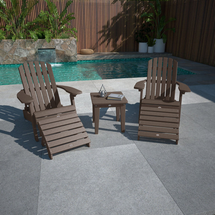 2 Cape Folding Adirondacks, 2 Ottomans, and 1 Side Table Kitted Set Bahia Verde Outdoors