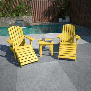 2 Cape Folding Adirondacks, 2 Ottomans, and 1 Side Table Kitted Set Bahia Verde Outdoors