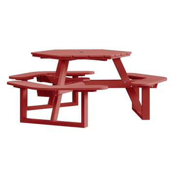 Shoreline Hexagon Picnic Table Table Bahia Verde Outdoors Boathouse Red
