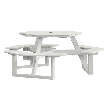 Shoreline Hexagon Picnic Table Table Bahia Verde Outdoors Coconut White