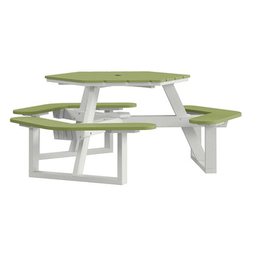 Shoreline Hexagon Picnic Table Table Bahia Verde Outdoors White/Palm Green