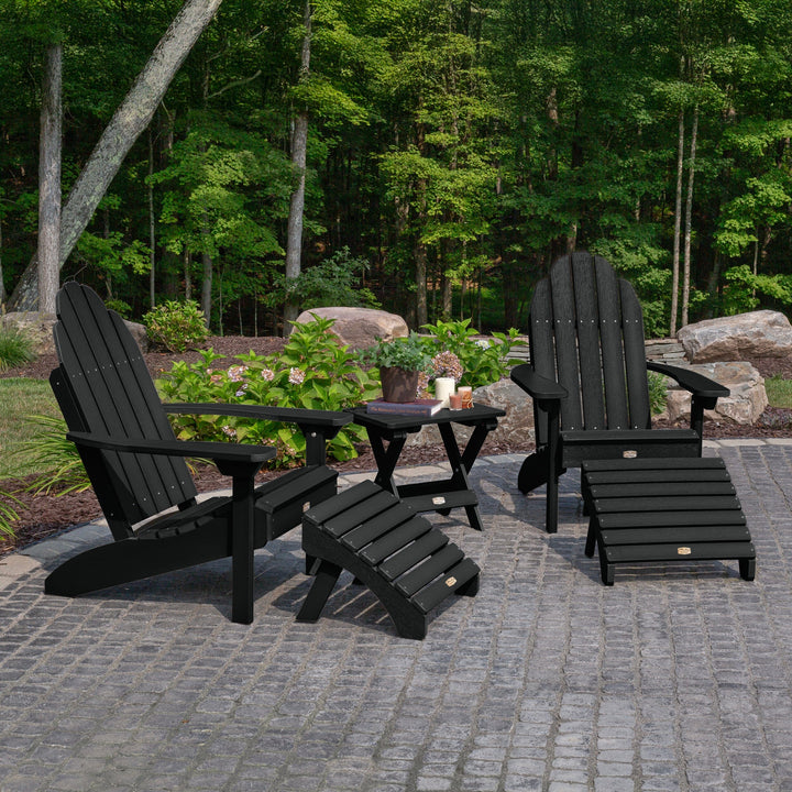 2 Essential Adirondack Chairs, Folding Table & 2 Ottomans Kitted Sets ELK OUTDOORS®