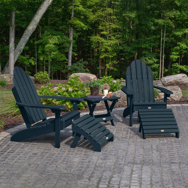 2 Essential Adirondack Chairs, Folding Table & 2 Ottomans Kitted Sets ELK OUTDOORS®