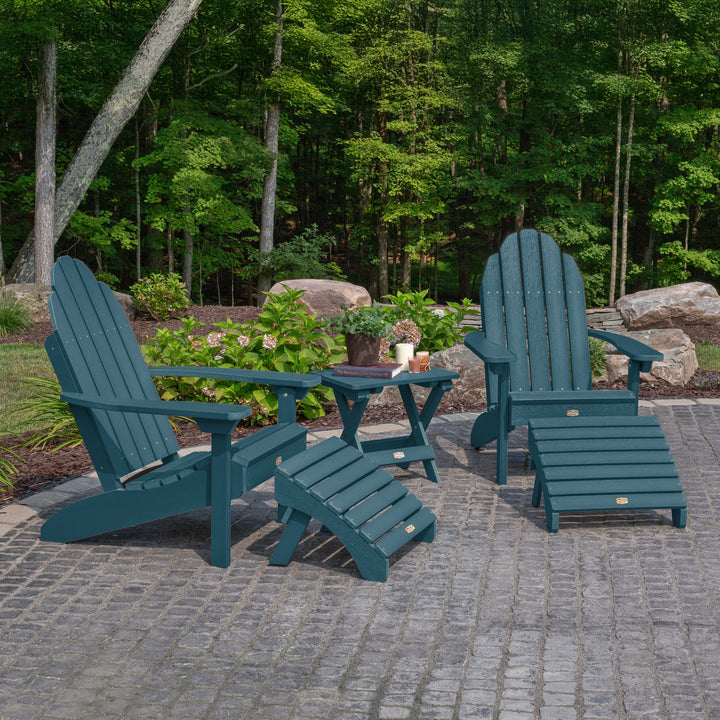 2 Essential Adirondack Chairs, Folding Table & 2 Ottomans Kitted Sets ELK OUTDOORS®