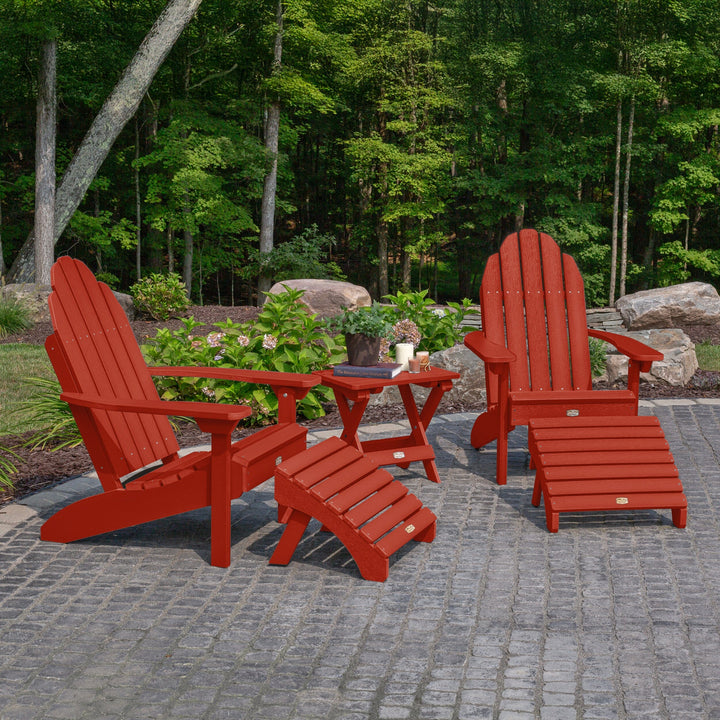 2 Essential Adirondack Chairs, Folding Table & 2 Ottomans Kitted Sets ELK OUTDOORS®