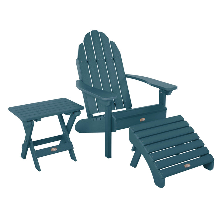 Essential Adirondack Chair with Ottoman & Folding Side Table Adirondack Chairs ELK OUTDOORS® Nantucket Blue