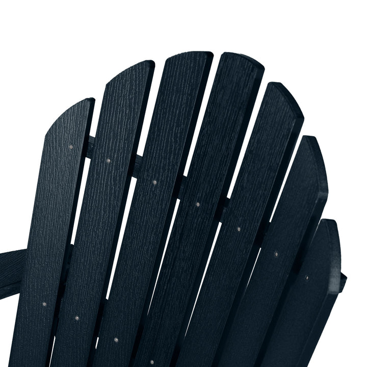 Close up of Hamilton Adirondack chair back in Federal blue