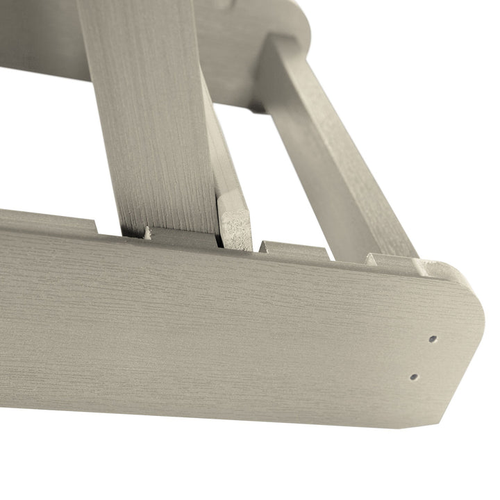 Close up of folding mechanism for Whitewash Hamilton Adirondack chair