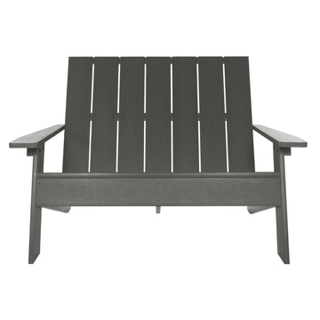 Front view of Italica Modern bench in Coastal Teak Gray