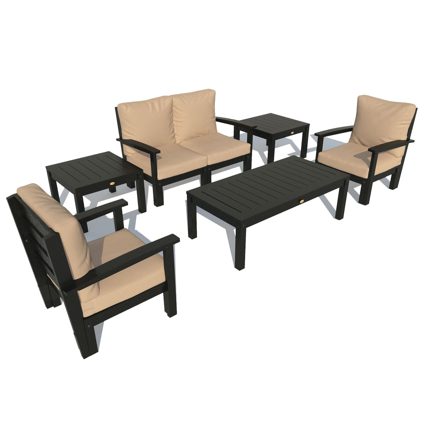 Bespoke Deep Seating: Loveseat, Set of 2 Chairs, Conversation Table, and 2 Side Tables Deep Seating Highwood USA Dune Black 