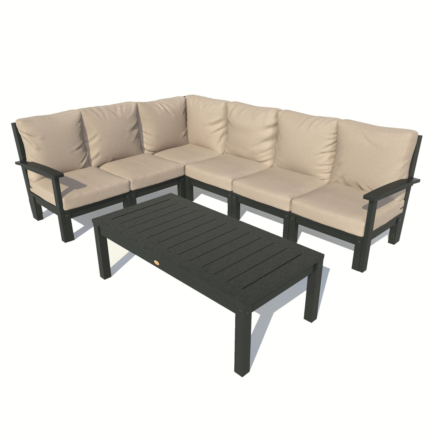 Bespoke Deep Seating: 7 Piece Sectional Sofa Set with Conversation Table Deep Seating Highwood USA Driftwood Black 