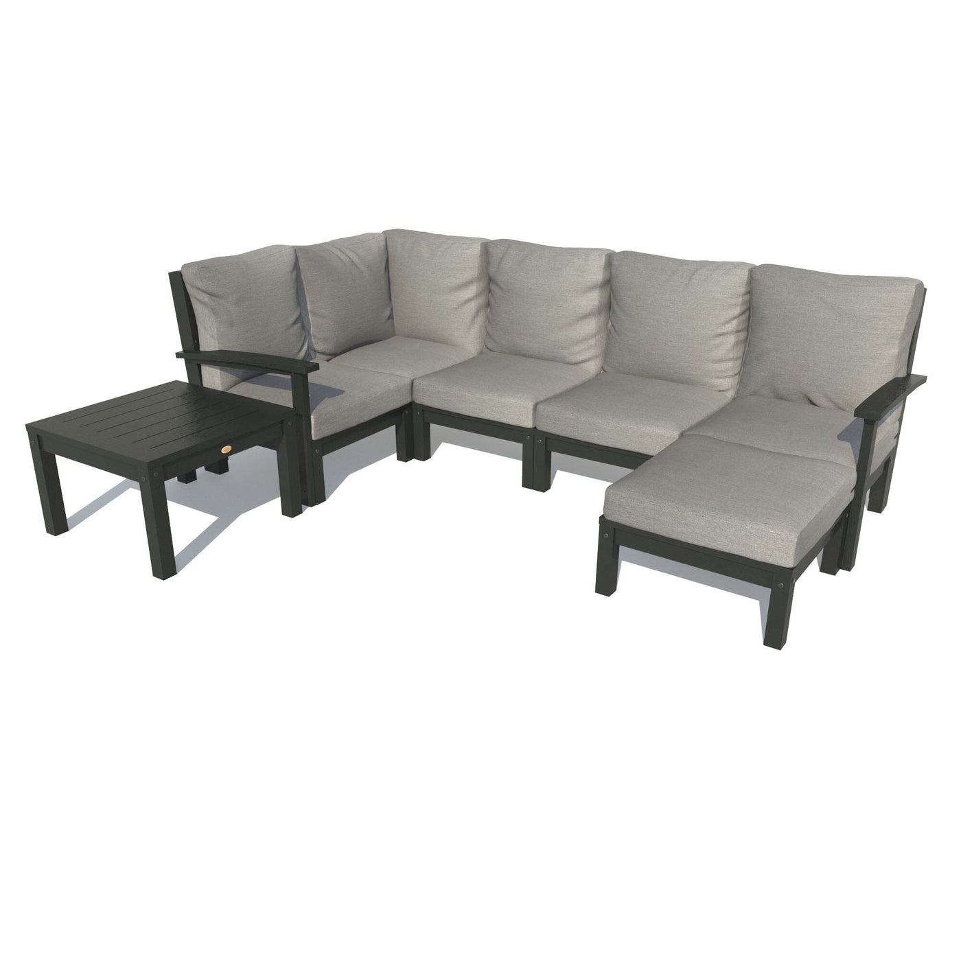 Bespoke Deep Seating: 7 Piece Sectional Set with Ottoman and Side Table Deep Seating Highwood USA Stone Gray Black 