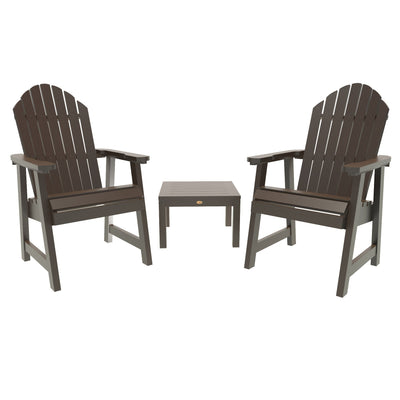 2 Hamilton Deck Chairs with Adirondack Side Table Highwood USA Weathered Acorn 