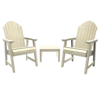 2 Hamilton Deck Chairs with Adirondack Side Table Highwood USA Whitewash 